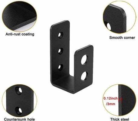 OEM Custom Czarny Powder powlekany Stamping Metal U Shape Door Barricade Brackets